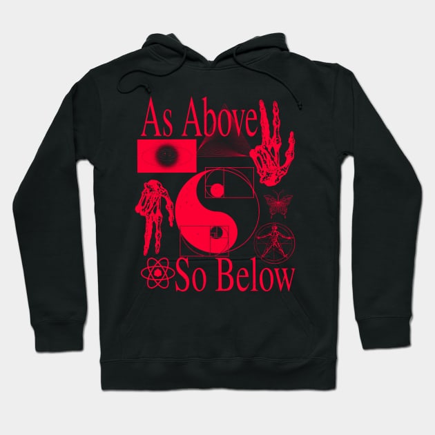 As Above So Below - Red Psychedelic Sacred Geometry Yin & Yang Very Cool Hoodie by blueversion